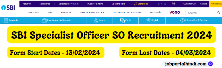 SBI Specialist Officer Recruitment 2024 Online